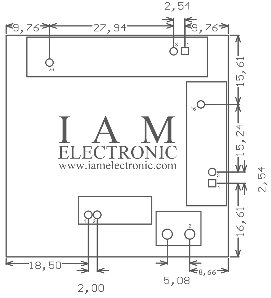 Tiny FPGA module, Mechanical dimensions, connectors