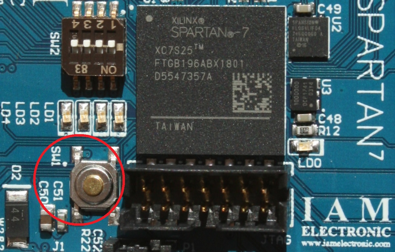 Spartan-7 FPGA module, Reset button