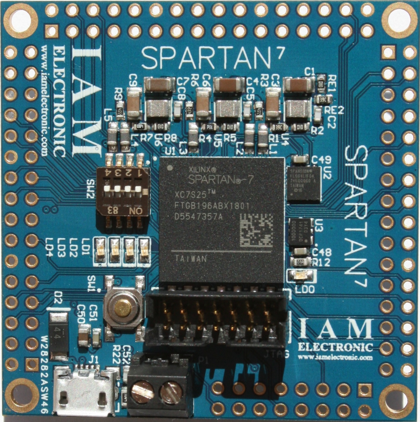 Spartan-7 FPGA board, top view
